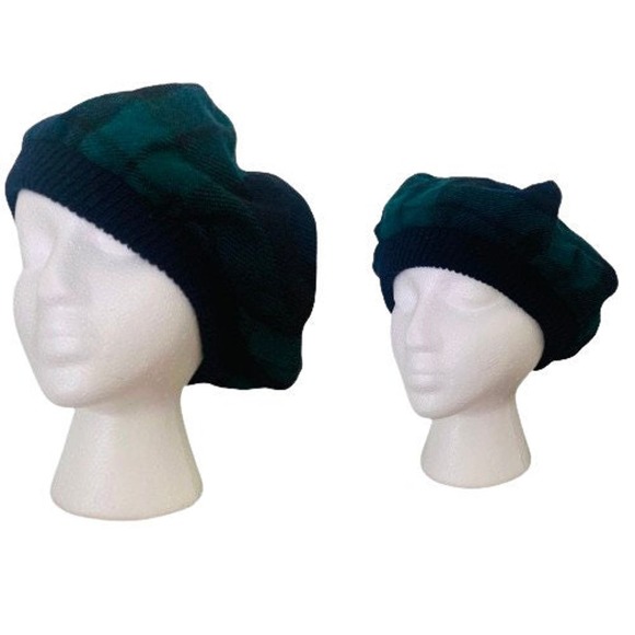 Plaid Wool Scottish Beret Tam // Size Medium Lochcarron Highlander Collection - Picture 10 of 10